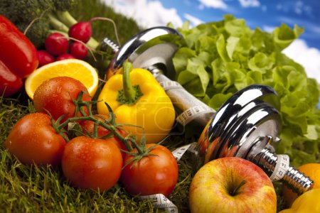 Fitness diet, vitamins and green grass