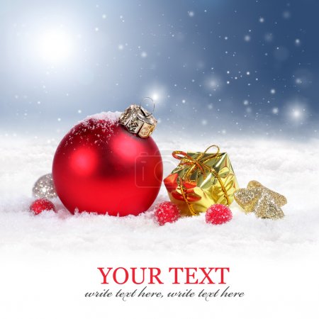 Christmas border background with red ornament