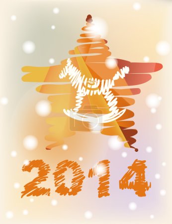 Vector Christmas and New Year hand-painted decoration. A star with horse.