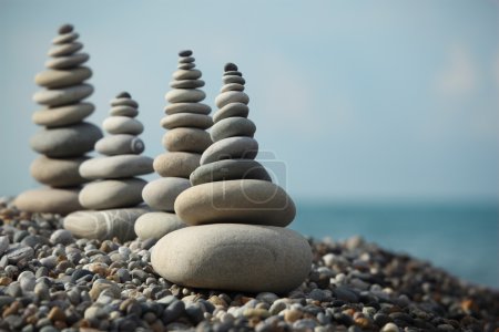 Stone stacks on pebble beach