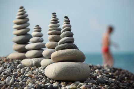 Stone stacks on pebble beach