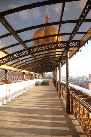 Covered footbridge to Temple of Christ of Savior in Moscow