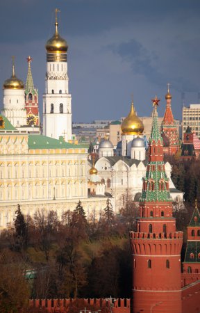 View of Moscow Kremlin and belfry of Ivan the Great