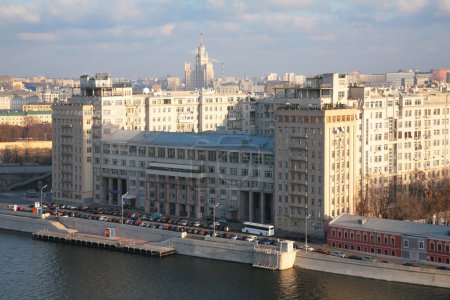 Big house on quay of Moscow river