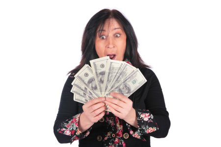 Woman holding dollars