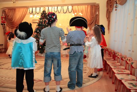 Children on New Year's holiday in kindergarten