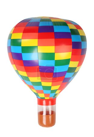 Multicolored hot-air balloon toy isolated on white background