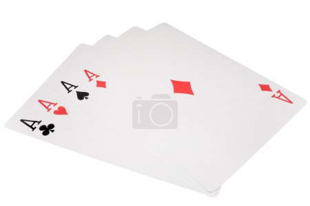 Playing cards four aces isolated on white background, Cards poke