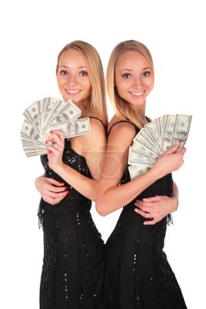 Twin girls with Dollars