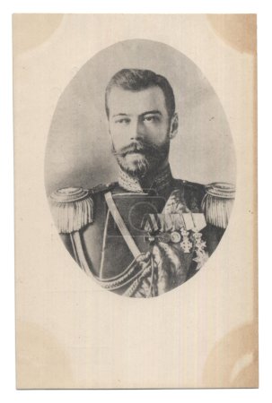 Old post card with Nick II emperor of Russia