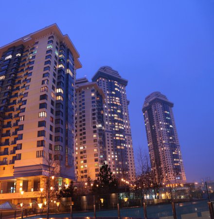 Apartment houses at evening