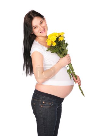 Pregnant girl with flowers