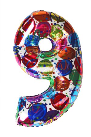 Colorful gelium balloon shape number nine for birthday celebrity
