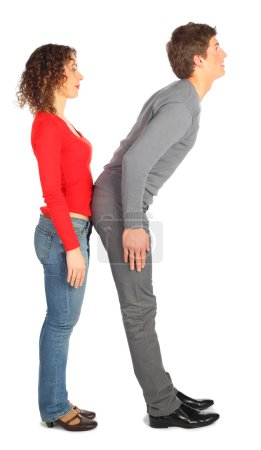 Young man and woman represents letter