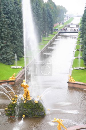Channel with fountain in Peterhof