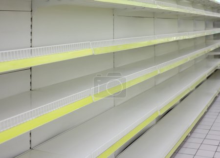 Empty shelves in shop