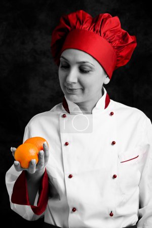 Chef is controlling orange quality