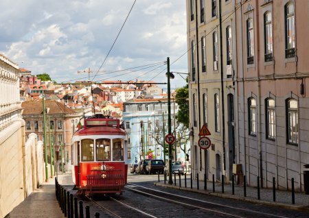 Red tram of Lisbon, Portugal