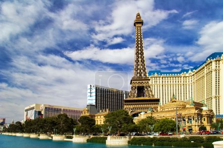 View on the replica of Eiffel Tower at Paris Hotel & Casino. Las