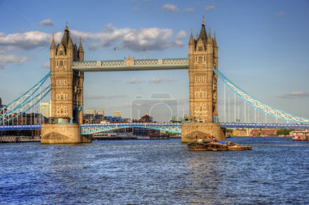 London's Tower Bridge bathed in sunlight on a bright Summer's day