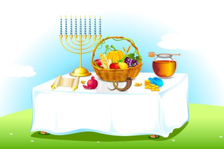 Table decorated for Sukkot