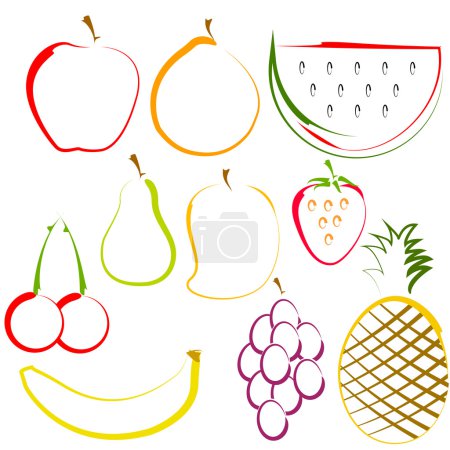 Fruits in Line Art