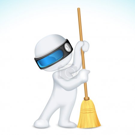 3d Scalable Man with Broom