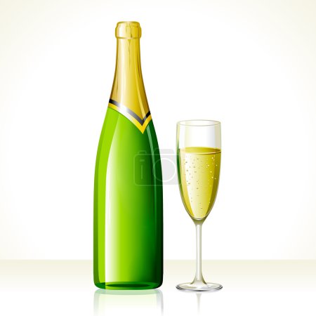 Champagne Glass and Bottle