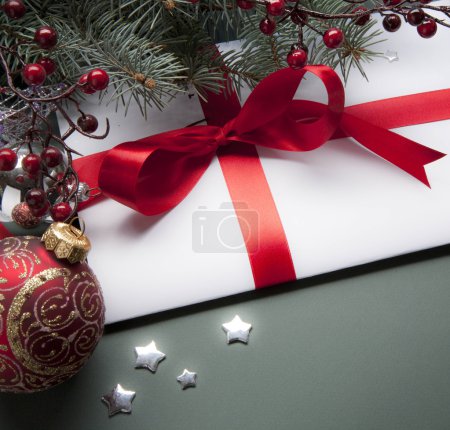 Christmas decorations (live tree, balls, star)