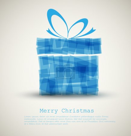 Simple Christmas card with a blue gift