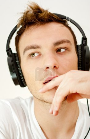 Man with headphones listening to music