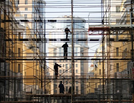 Construction worker on the scaffold