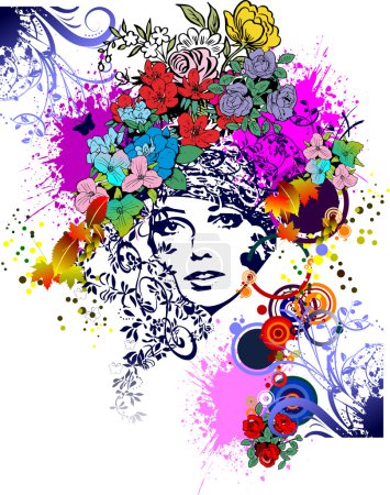Floral colored woman silhouette