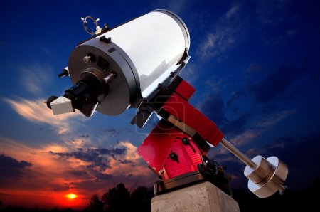 Astronomical observatory telescope sunset sky