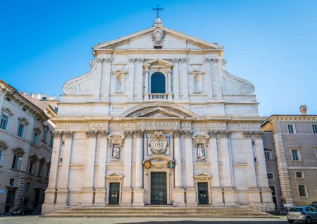 Sunny morning at the Church of the Ges in Rome, Italy.