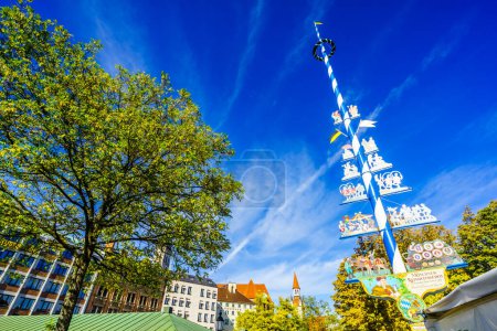 View on Maypole at Viktualienmarkt in Munich, Germany