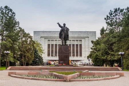 BISHKEK, KYRGYZSTAN - MAY 6, 2017: Vladimir Lenin Statue in Bishkek, capital of Kyrgyzstan.