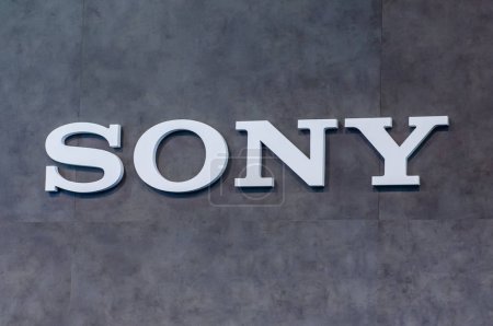 Kyiv, Ukraine - April 12, 2019: Sony logo on the wall.