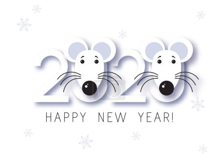 White Metal Rat Chinese year symbol. Mouse Chinese new year symbol vector illustration. Happy new year. 2020