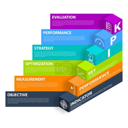 Infographic KPI concept with marketing icons. Key performance indicators banner for business.