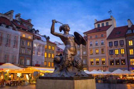 Warsaw, Poland - September 5, 2018: Statue of mermaid in Warsaw old town, Poland. The Mermaid is a symbol of Warsaw, the capital of Poland.