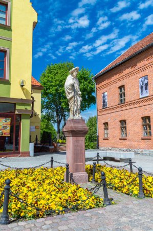 Olsztyn, Poland - May 1, 2018: St. James' sculpture in old town of Olsztyn.