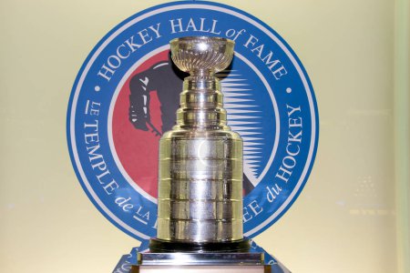 TORONTO, CANADA - March 9, 2016: Stanley Cup on display in the hockey hall of fame. The trophy is given to the NHL champion each year.