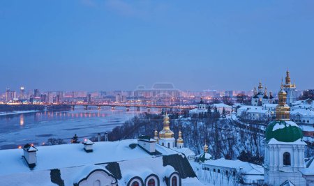 Kiev-Pechersk Lavra in winter, evening view, Kyiv, Ukraine
