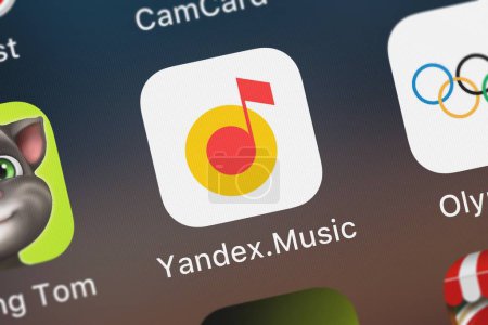London, United Kingdom - October 02, 2018: Screenshot of the Yandex.Music mobile app from Yandex LLC icon on an iPhone.