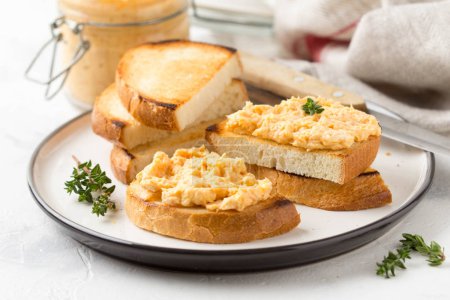 Chicken pate with carrots on toast bread, delicious spread for B