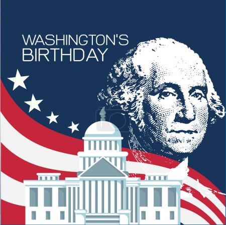 Vector graphic Illustration of Washington Birthday