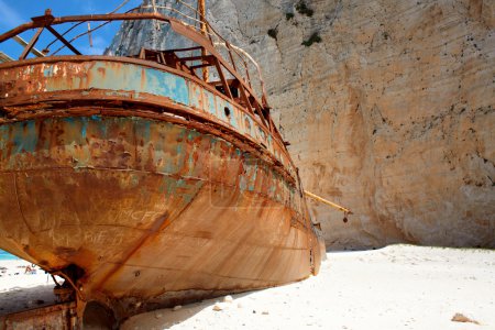 Navagio beach with ship-wreck in Zakynthos, Greece