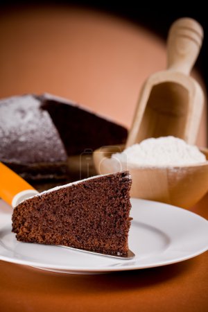 Chocolate Cake with Ingredients