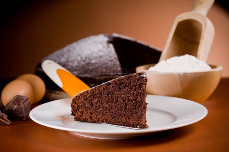 Chocolate Cake with Ingredients